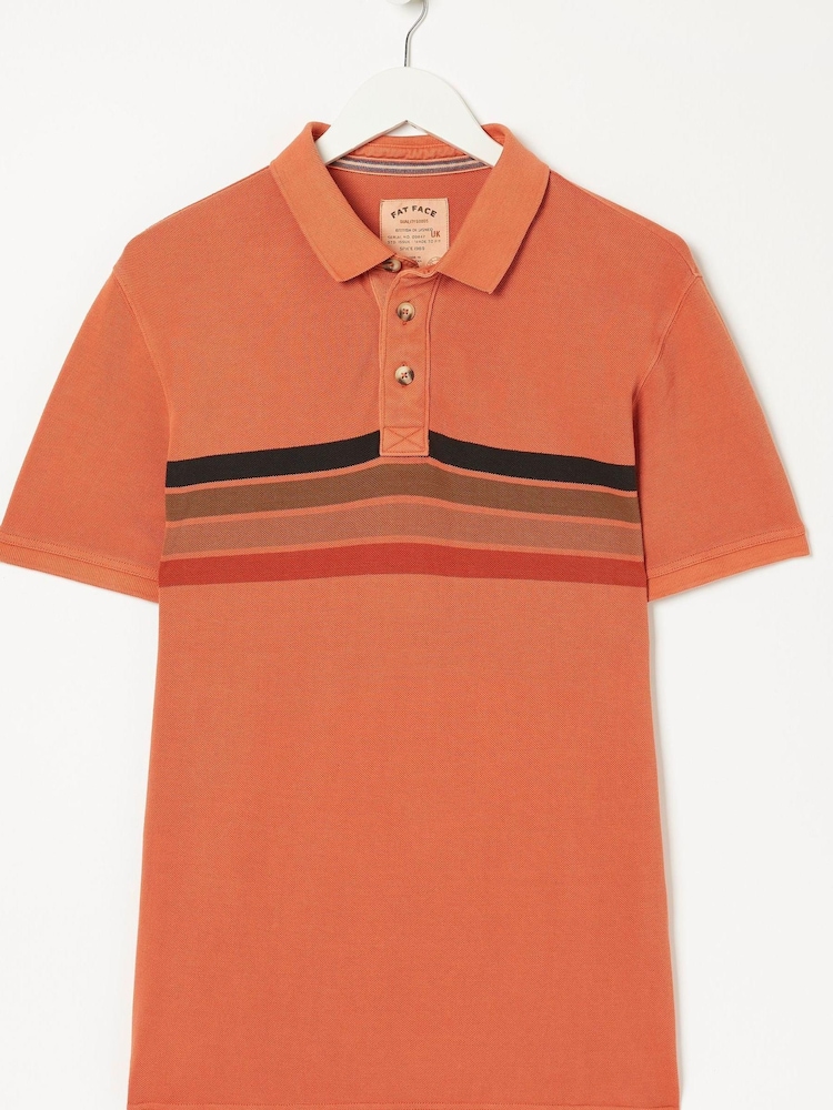 FatFace Orange Piqué Chest Striped Polo Shirt - Image 1 of 4