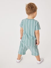 Mineral Blue Vertical Stripe T- Shirt and Short Set (3mths-7yrs) - Image 3 of 9
