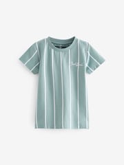 Mineral Blue Vertical Stripe T- Shirt and Short Set (3mths-7yrs) - Image 6 of 9