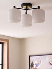 White/Black Ryker 3 Light Flush Ceiling Light Fitting - Image 2 of 7