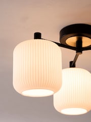 White/Black Ryker 3 Light Flush Ceiling Light Fitting - Image 3 of 7