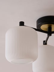 White/Black Ryker 3 Light Flush Ceiling Light Fitting - Image 4 of 7