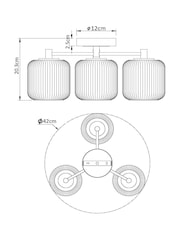 White/Black Ryker 3 Light Flush Ceiling Light Fitting - Image 5 of 7