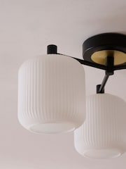 White/Black Ryker 3 Light Flush Ceiling Light Fitting - Image 6 of 7