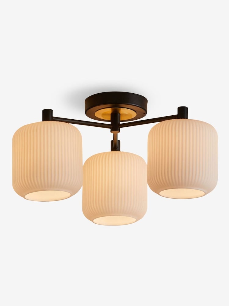 White/Black Ryker 3 Light Flush Ceiling Light Fitting - Image 7 of 7
