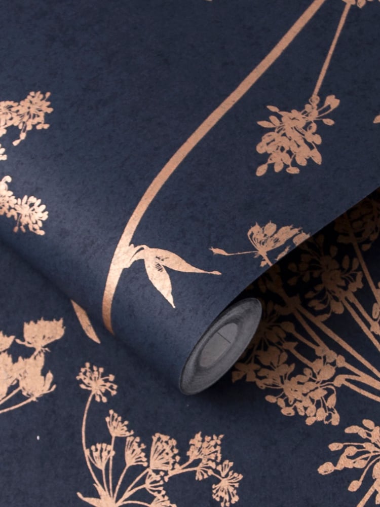 Graham & Brown Blue Anthriscus Dusk 10M Wallpaper - Image 3 of 3