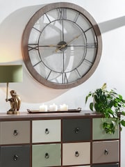 Pacific Natural Wood And Metal Round Wall Clock - Image 1 of 7