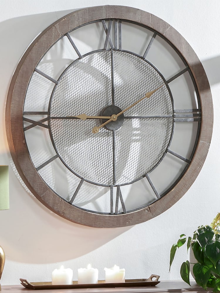 Pacific Natural Wood And Metal Round Wall Clock - Image 2 of 7