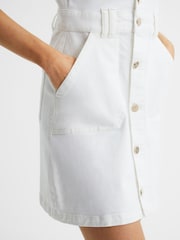 Reiss White Mayslie PAIGE Button Through Denim Mini Dress - Image 4 of 7
