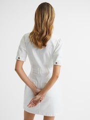 Reiss White Mayslie PAIGE Button Through Denim Mini Dress - Image 5 of 7