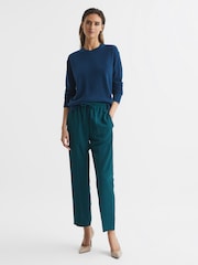 Reiss Dark Teal Hailey Tapered Pull On Trousers - Image 1 of 7