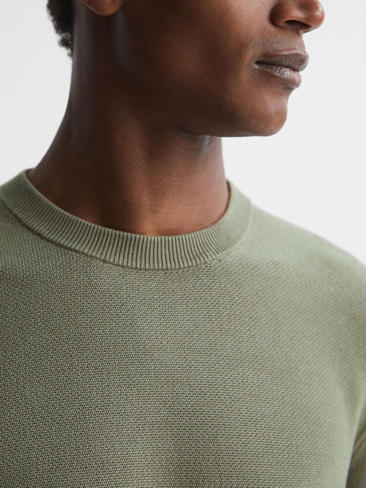 Reiss Sage Brookes Stitch Interest Crew Neck Jumper - Image 6 of 6