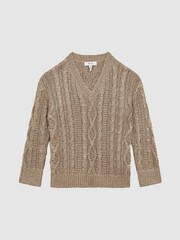 Reiss Gold Vanessa Junior Cable Knitted Jumper - Image 2 of 6