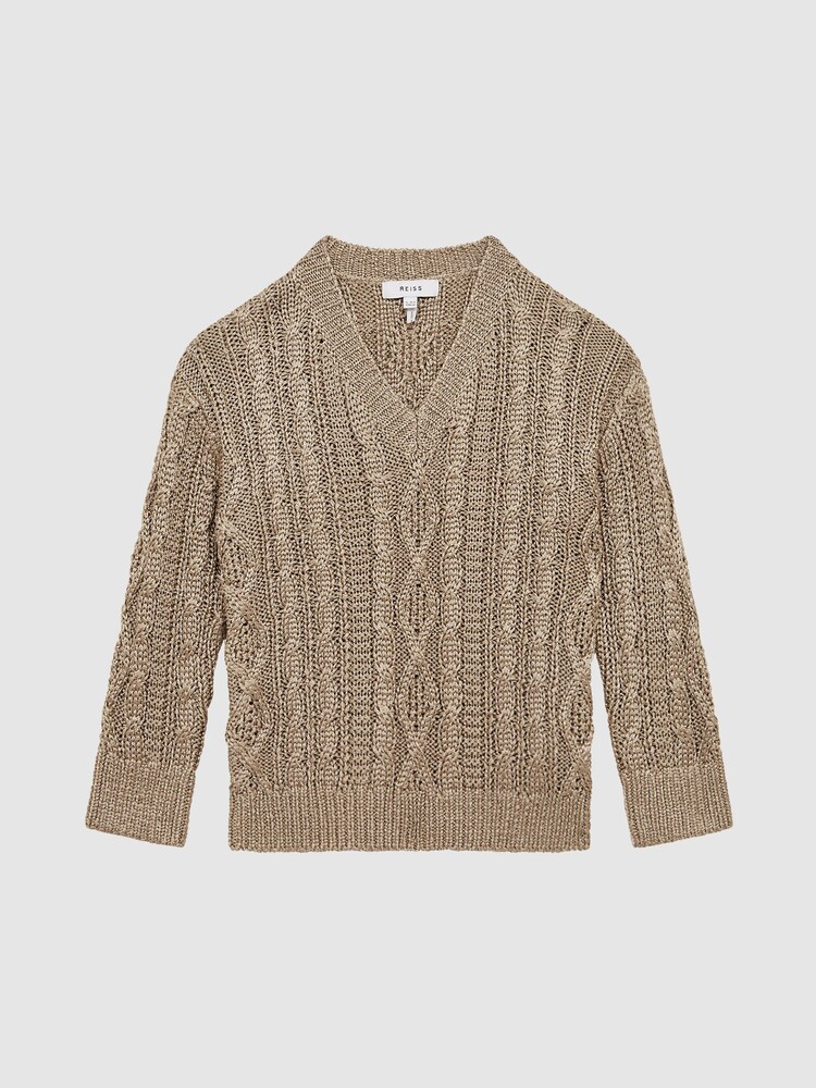 Reiss Gold Vanessa Junior Cable Knitted Jumper - Image 2 of 6