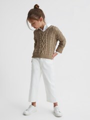 Reiss Gold Vanessa Junior Cable Knitted Jumper - Image 3 of 6