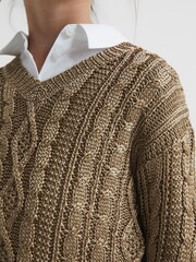 Reiss Gold Vanessa Junior Cable Knitted Jumper - Image 4 of 6