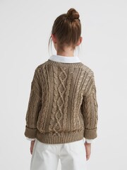 Reiss Gold Vanessa Junior Cable Knitted Jumper - Image 5 of 6