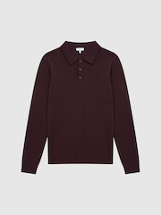 Reiss Bordeaux Trafford Merino Wool Polo Shirt - Image 2 of 6