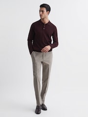 Reiss Bordeaux Trafford Merino Wool Polo Shirt - Image 3 of 6