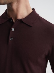 Reiss Bordeaux Trafford Merino Wool Polo Shirt - Image 4 of 6