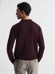 Reiss Bordeaux Trafford Merino Wool Polo Shirt - Image 5 of 6