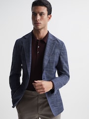 Reiss Bordeaux Trafford Merino Wool Polo Shirt - Image 6 of 6