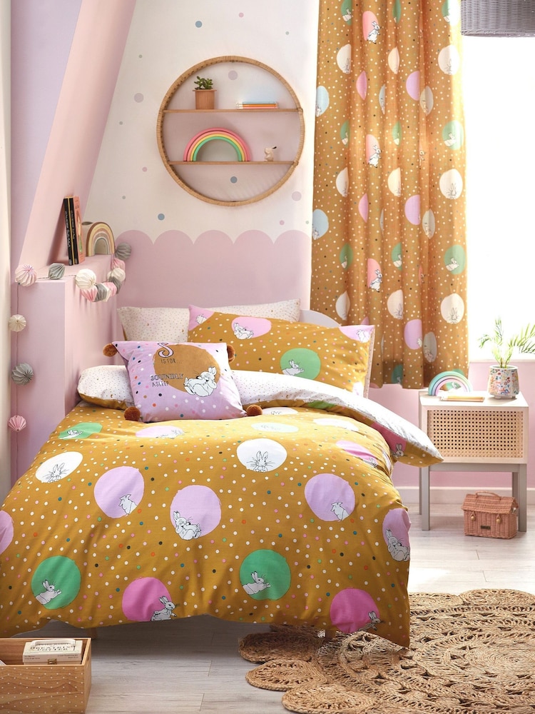 Peter Rabbit™ Ochre Yellow Dotty Playful Printed Duvet Cover and Pillowcase Set - Image 1 of 5