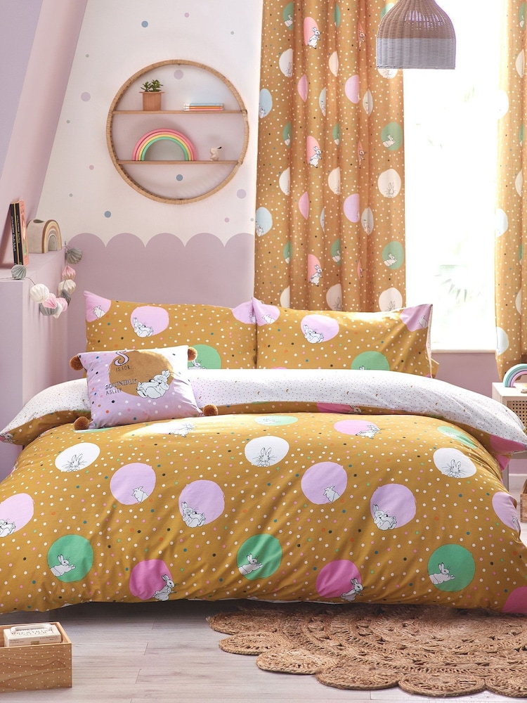 Peter Rabbit™ Ochre Yellow Dotty Playful Printed Duvet Cover and Pillowcase Set - Image 2 of 5
