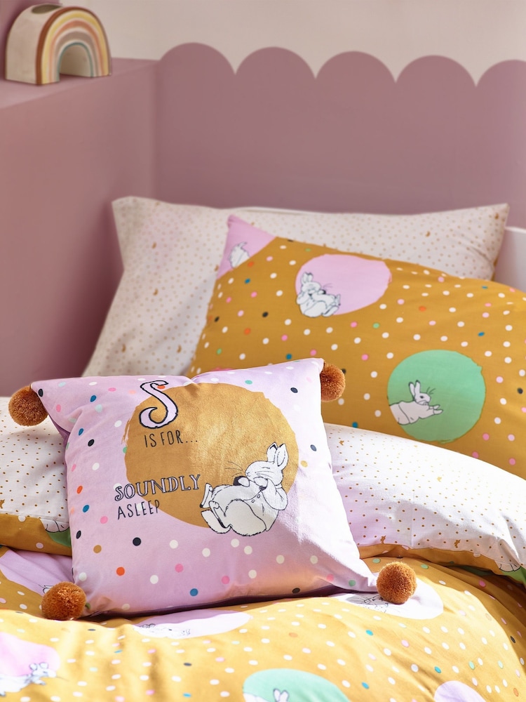 Peter Rabbit™ Ochre Yellow Dotty Playful Printed Duvet Cover and Pillowcase Set - Image 5 of 5