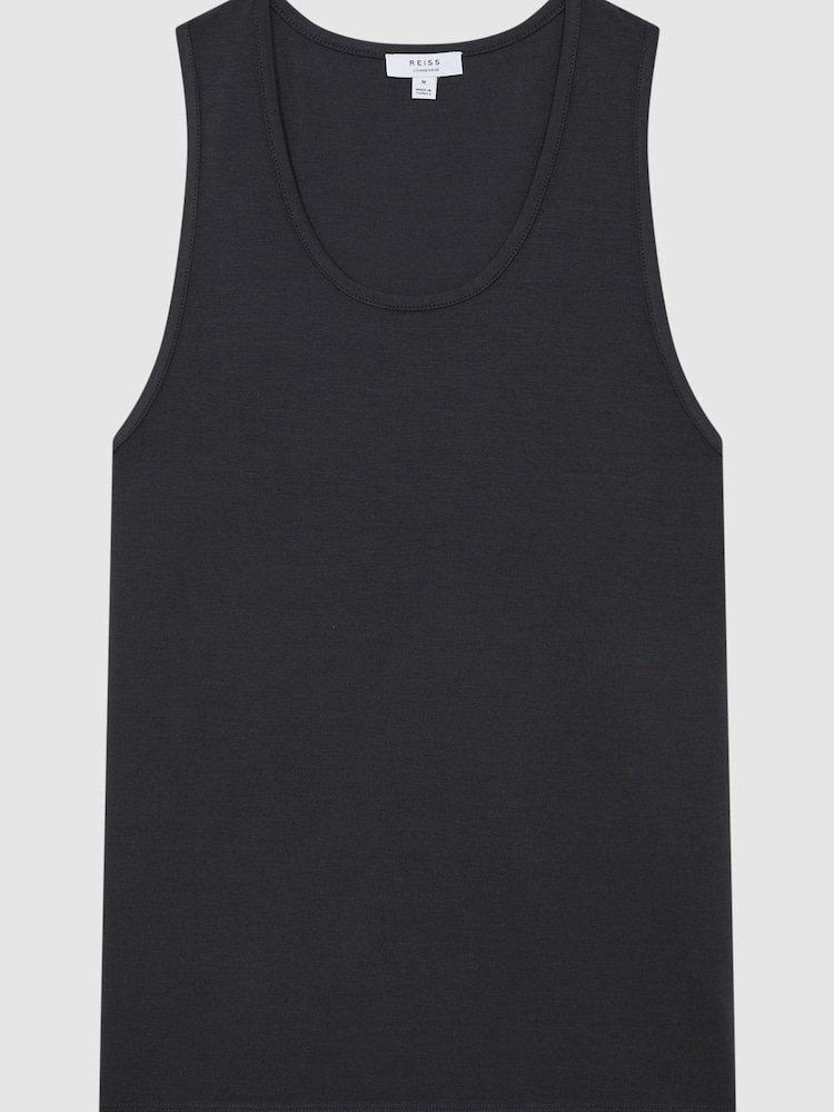 Reiss Charcoal Mount Jersey Scoop Neck Vest - Image 2 of 5