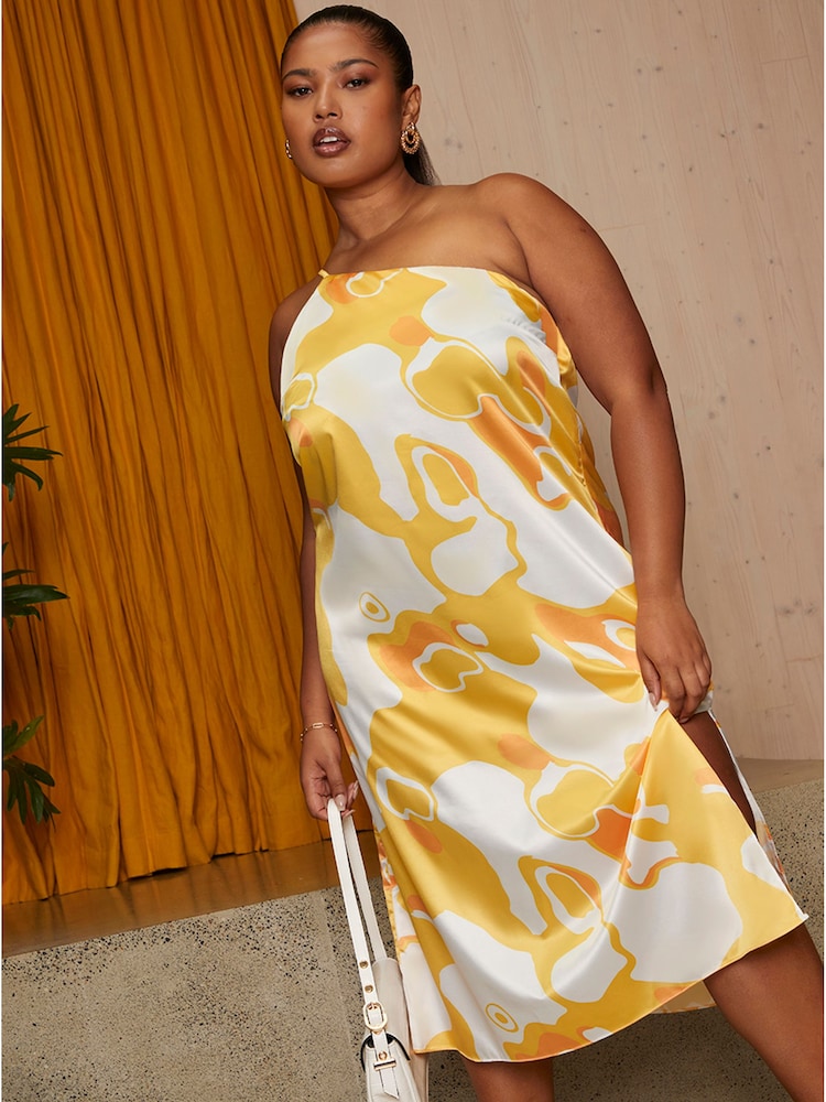 Chi Chi London Yellow Curve One Shoulder Midi Dress - Image 2 of 4