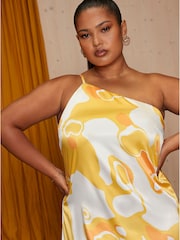 Chi Chi London Yellow Curve One Shoulder Midi Dress - Image 3 of 4