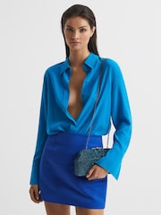 Reiss Teal Adaline Embellished Clutch Bag - Image 3 of 7