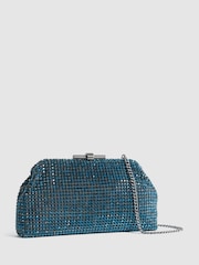 Reiss Teal Adaline Embellished Clutch Bag - Image 6 of 7