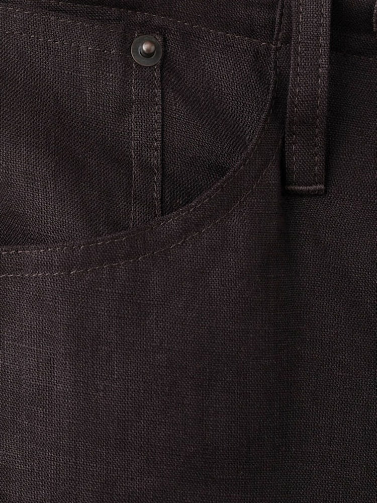 Mango Brown Linen Straight-Leg Trousers - Image 2 of 3