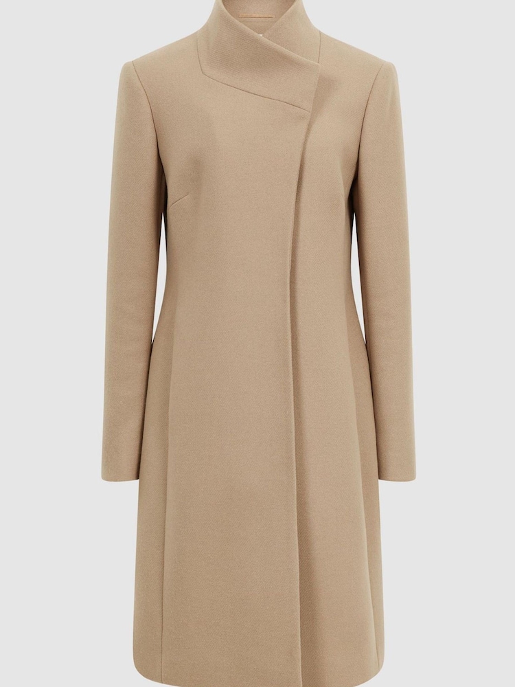 Reiss Camel Mia Wool Blend Mid-Length Coat - Image 2 of 10