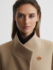 Reiss Camel Mia Wool Blend Mid-Length Coat - Image 7 of 10
