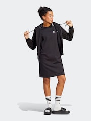 adidas Black 100% Cotton Sportswear Essentials 3-Stripes Single Jersey Boyfriend T-Shirt Dress - Image 3 of 4