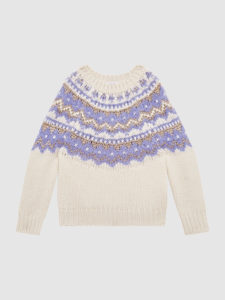 Reiss Purple Blythe Junior Fairisle Pattern Knitted Jumper - Image 2 of 6
