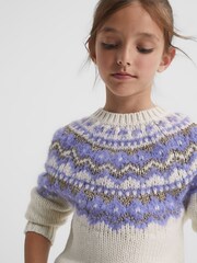 Reiss Purple Blythe Junior Fairisle Pattern Knitted Jumper - Image 4 of 6