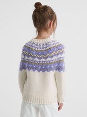 Reiss Purple Blythe Junior Fairisle Pattern Knitted Jumper - Image 5 of 6