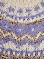 Reiss Purple Blythe Junior Fairisle Pattern Knitted Jumper - Image 6 of 6