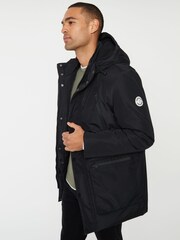 Threadbare Black Showerproof Utility Hooded Jacket - Image 3 of 4