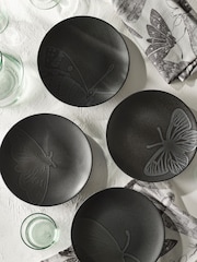 Kew Gardens Set of 4 Black Stoneware Side Plates - Image 1 of 3