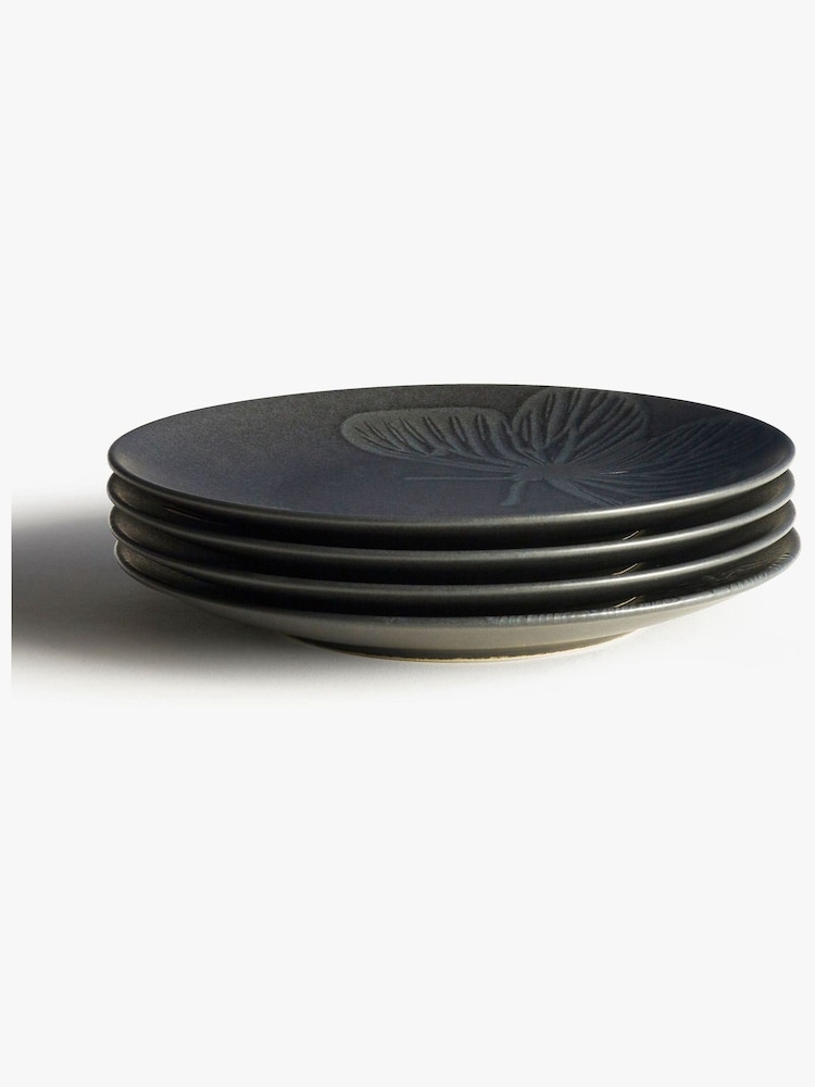 Kew Gardens Set of 4 Black Stoneware Side Plates - Image 2 of 3