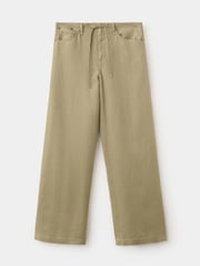 Mango Brown Linen Straight-Leg Trousers - Image 1 of 3