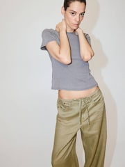 Mango Green Linen Straight-Leg Trousers - Image 4 of 7