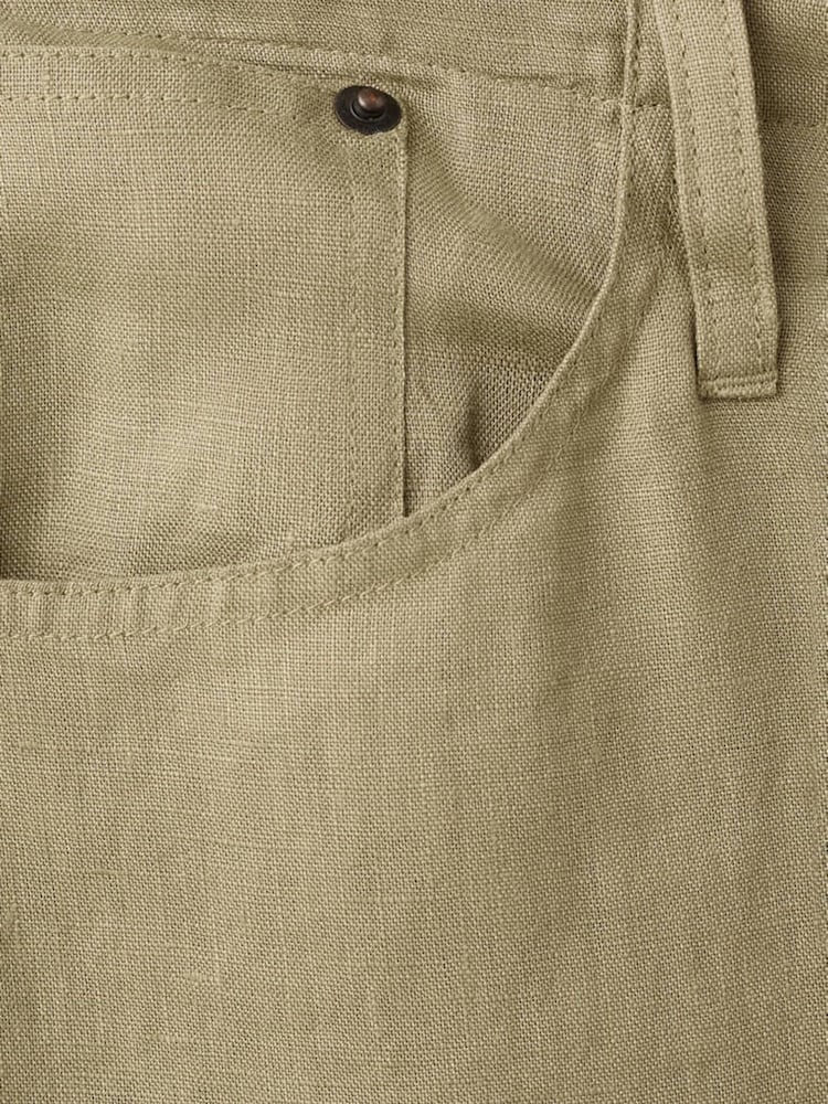 Mango Green Linen Straight-Leg Trousers - Image 7 of 7