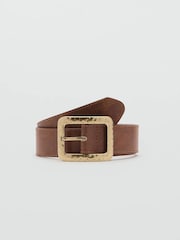 Mango Brown Hammered Buckle Belt - Image 1 of 3
