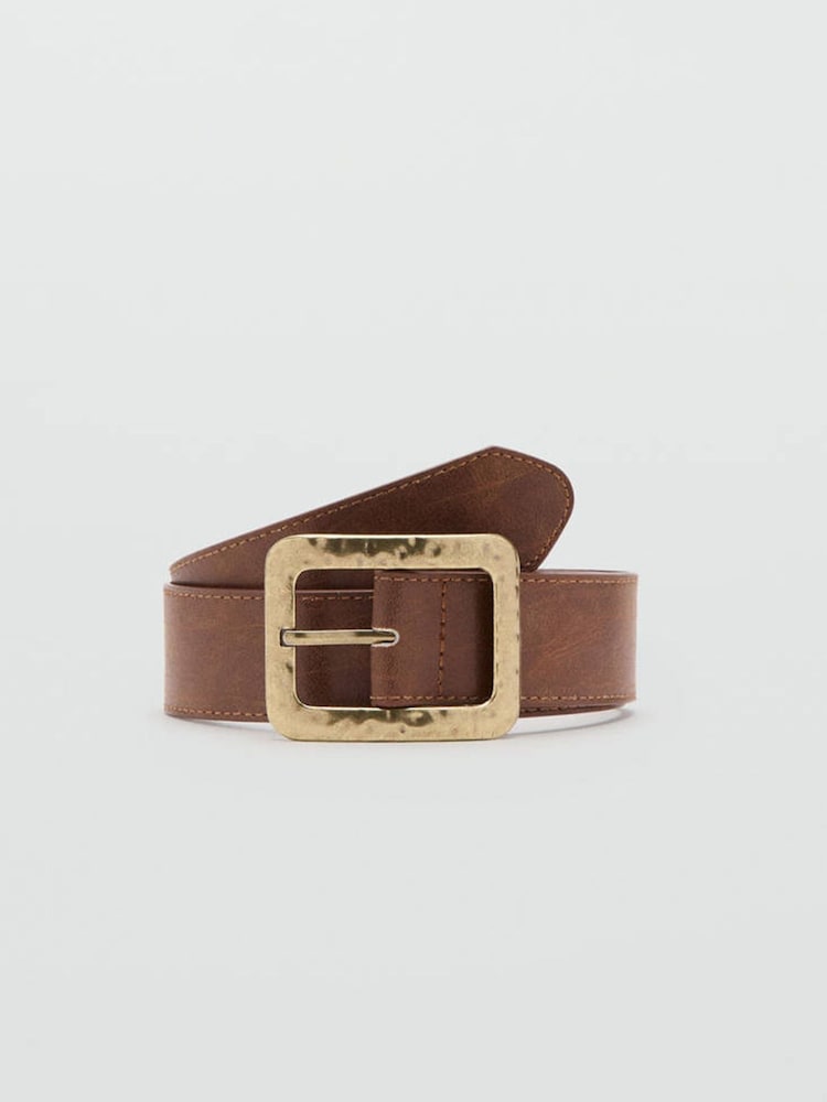Mango Brown Hammered Buckle Belt - Image 1 of 3